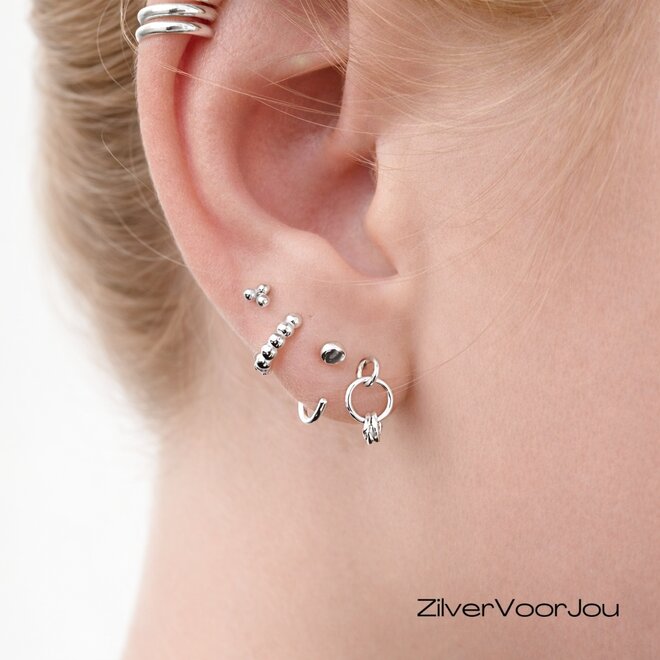 Zilveren huggie hoops dots mini