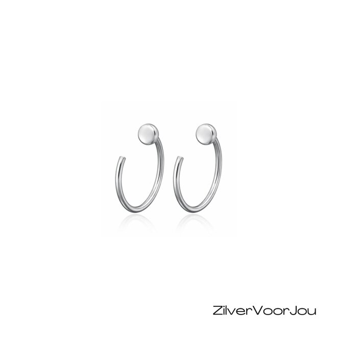 Zilveren open mini cirkel huggie oorringen