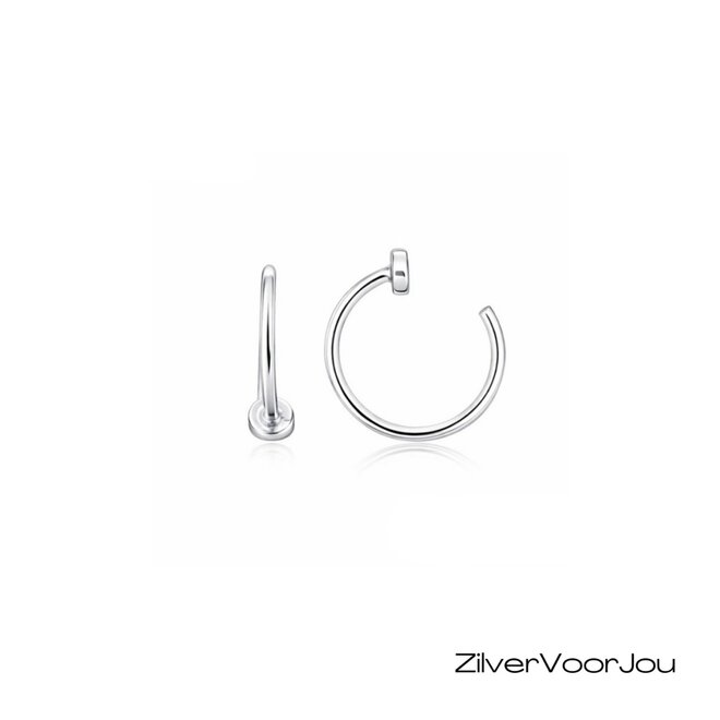 Zilveren open mini cirkel huggie oorringen