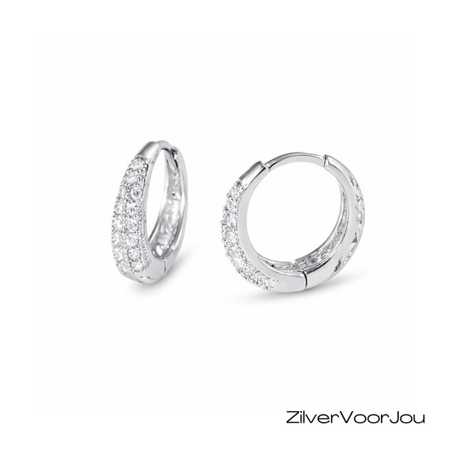 Zilveren huggie hoops sparkling