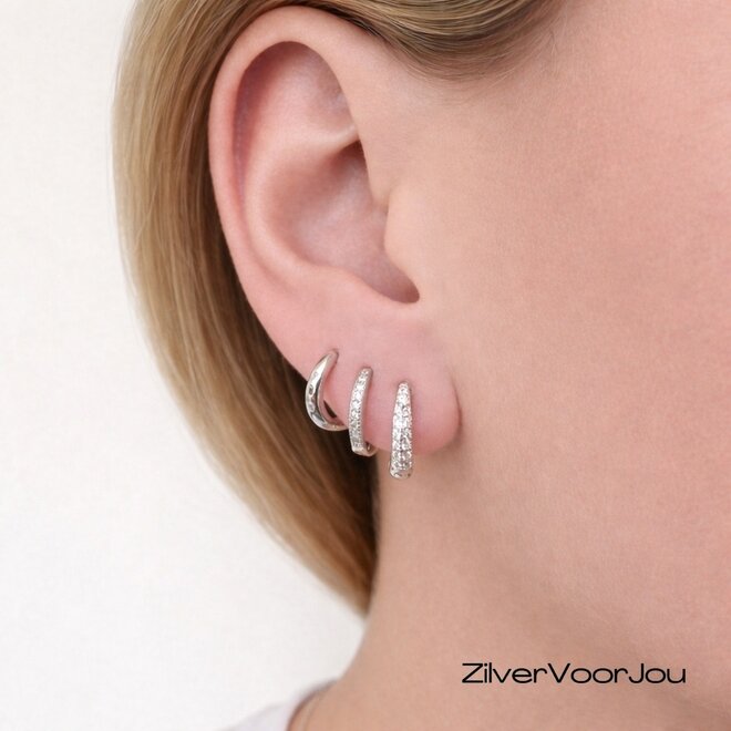 Zilveren huggie hoops sparkling
