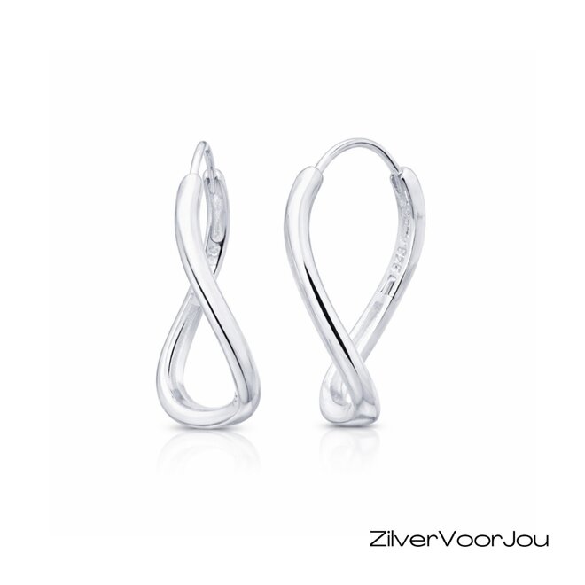 Zilveren wavy vierkante huggie hoops 25 mm