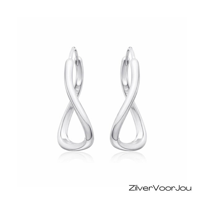 Zilveren wavy vierkante huggie hoops 25 mm