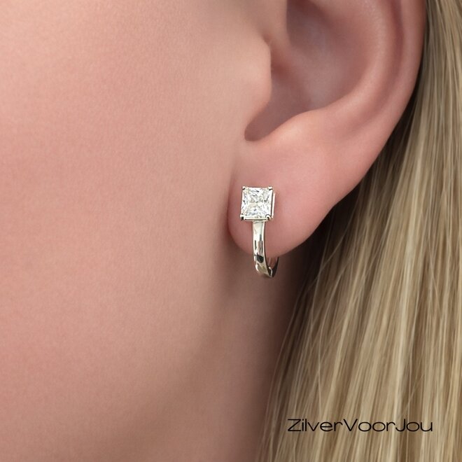 925 zilveren 2-in-1 click hoops met cubic zirconia en shell pearl