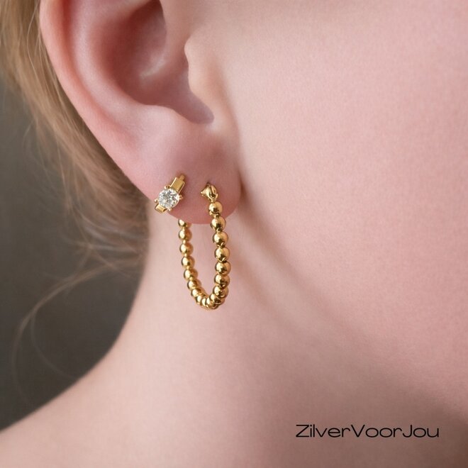 Gold plated 925 zilveren huggie star oorringen