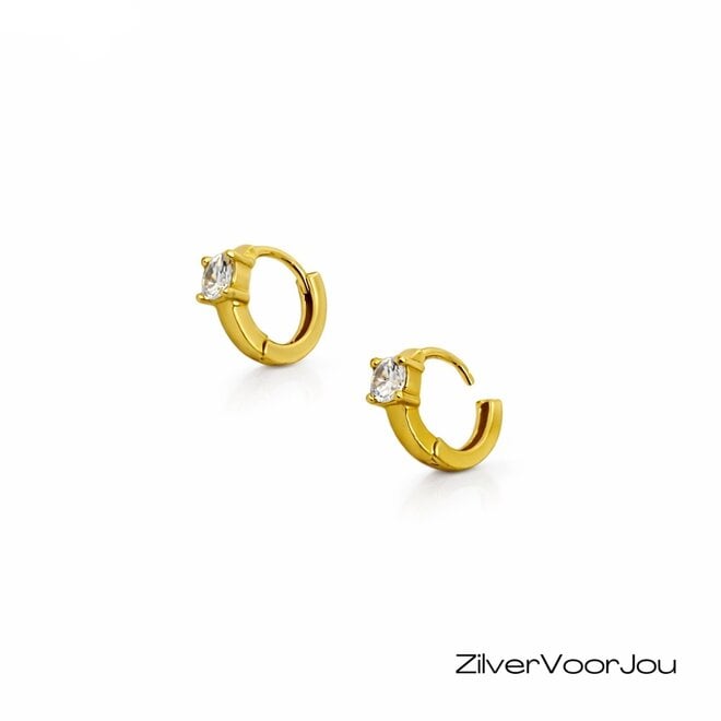 Gold plated zilveren mini huggie star oorringen gold plated