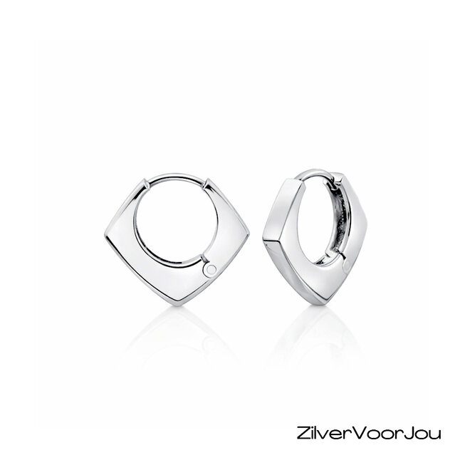 Zilveren triangel huggie klik oorringen