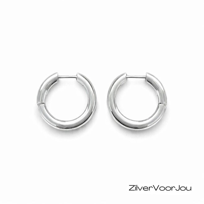 Zilveren ronde huggie hoops 20mm en 3 mm breed