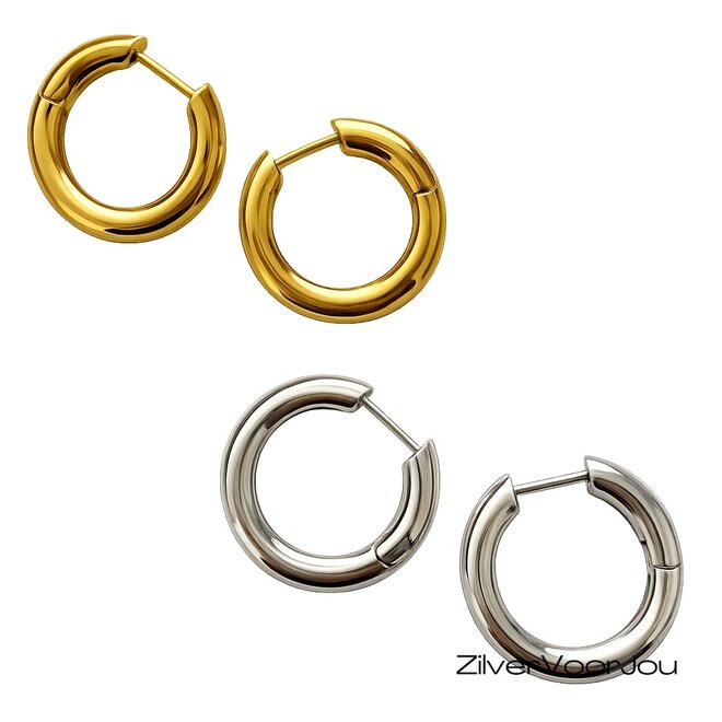 Zilveren ronde huggie hoops 20mm en 3 mm breed