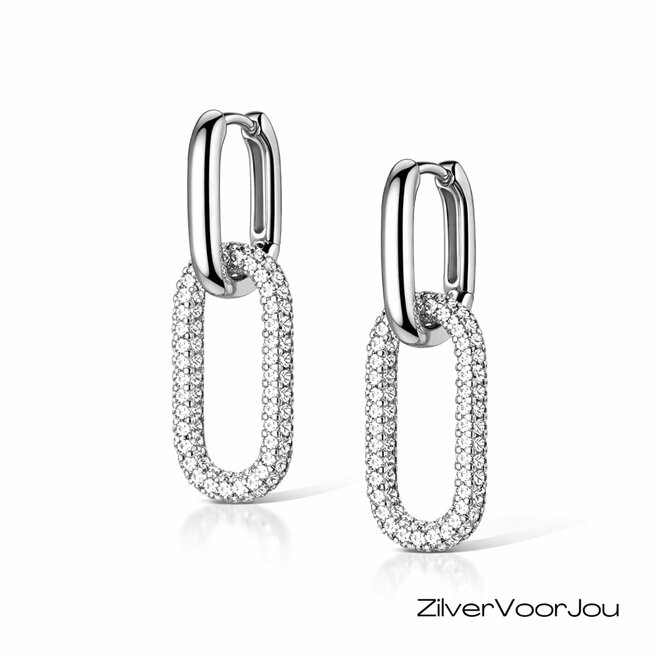 Zilveren luxe cubic zirkonia huggie hoops