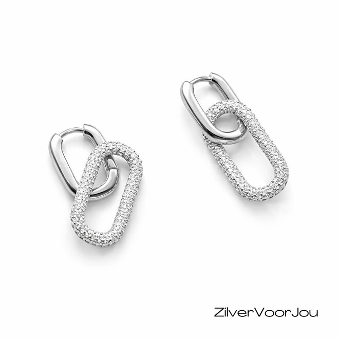 Zilveren luxe cubic zirkonia huggie hoops