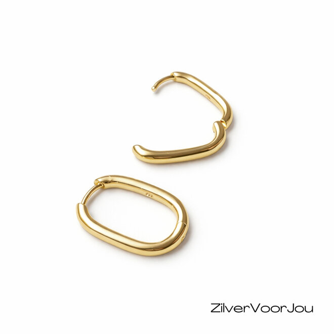 Gold plated rechthoek huggie hoops - 925 zilver