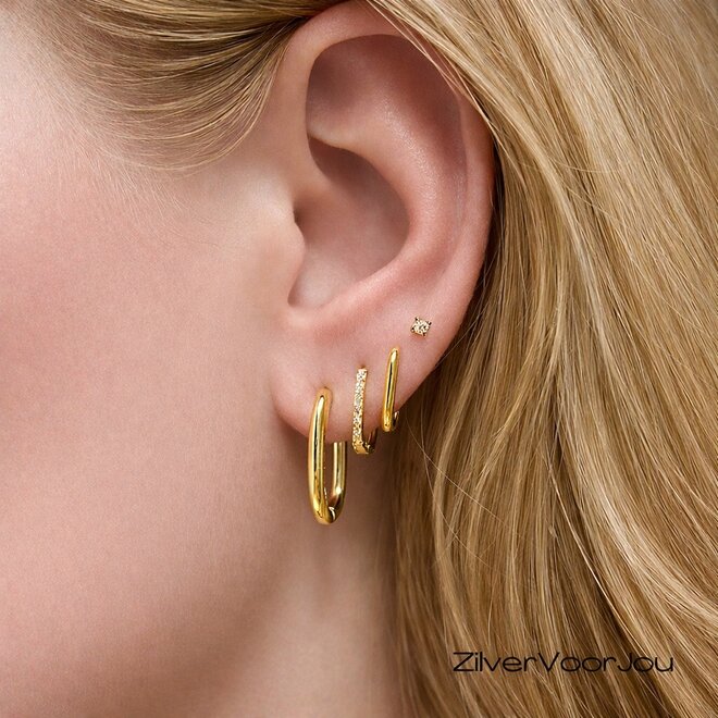 Gold plated rechthoek huggie hoops - 925 zilver