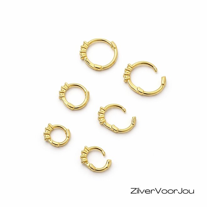 Zilveren 3-delige set mini hoops gold plated