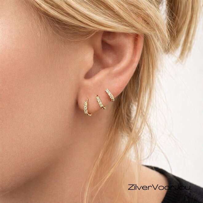 Zilveren 3-delige set mini hoops gold plated