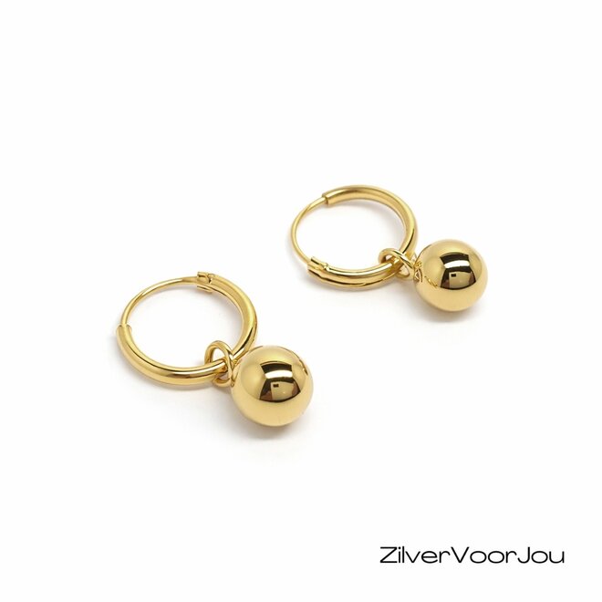 Gold plated 925 zilveren kleine oorringen creolen balletje