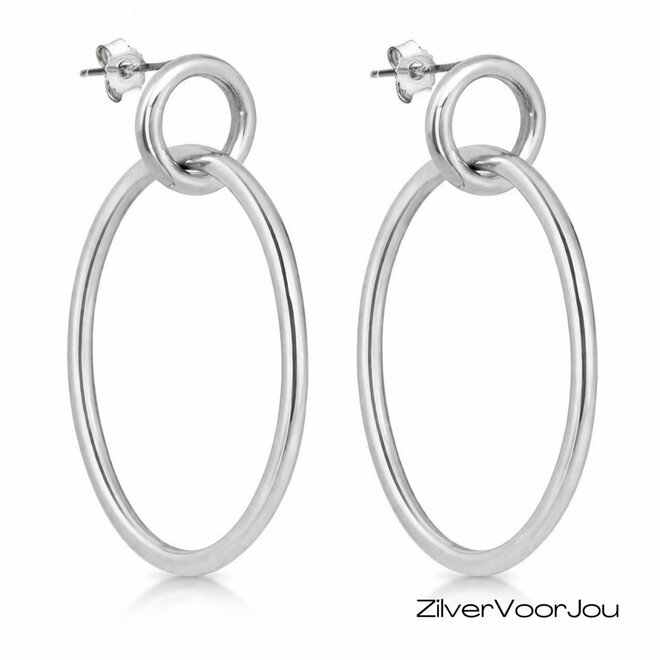 Zilveren grote oorringen stekers