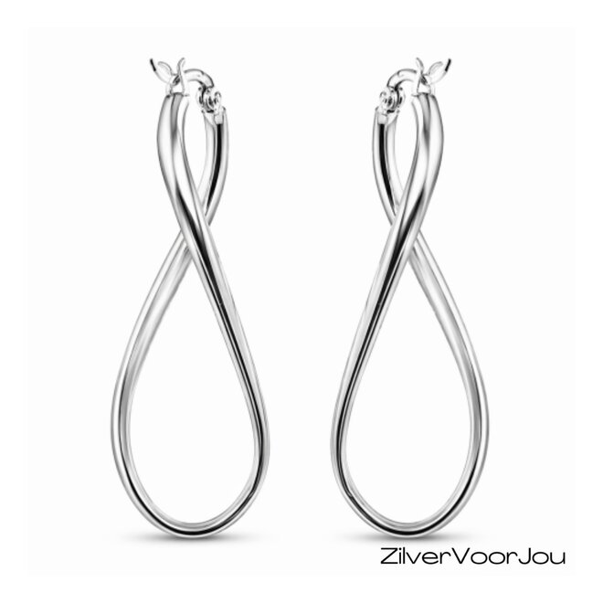 Zilveren grote ovale twist oorringen
