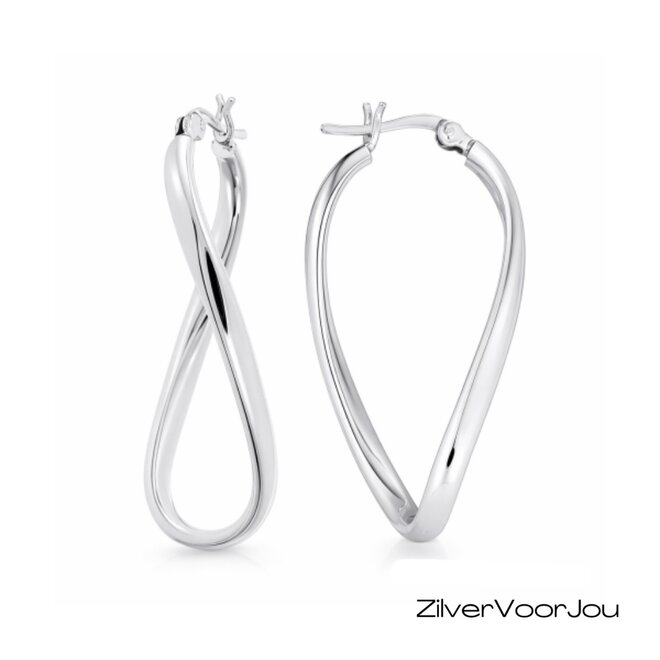 Zilveren ovale twist creolen oorringen