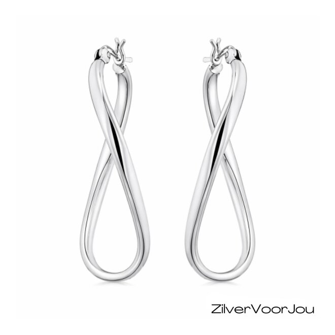 Zilveren ovale twist creolen oorringen