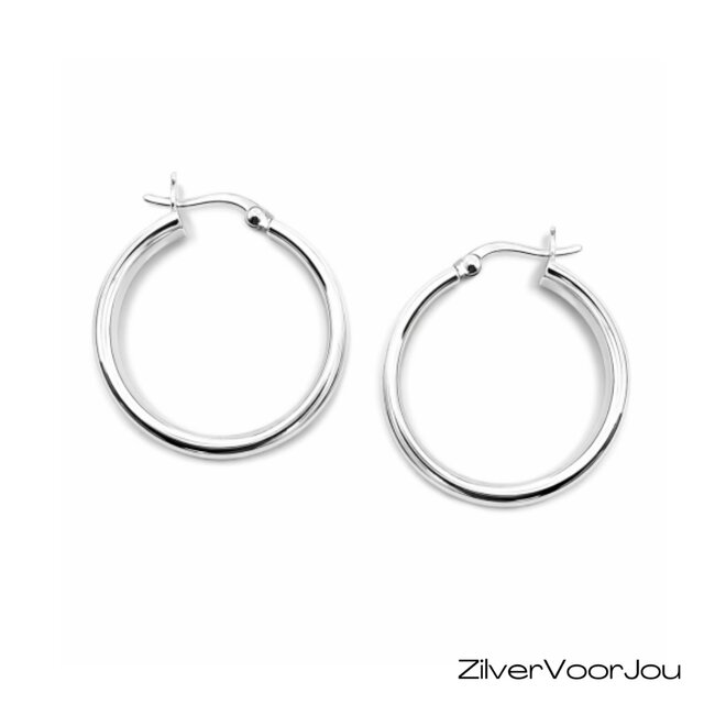 Zilveren scharnier oorringen 30 mm 3,5 mm ovale buis