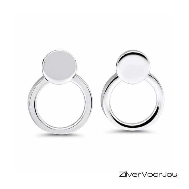Zilveren cirkel stud oorstekers 2-delig