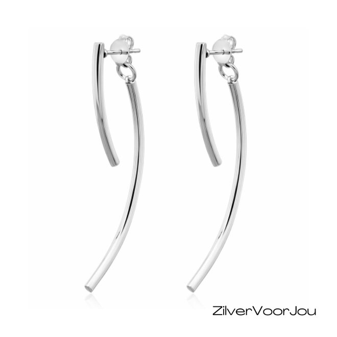 Zilveren jacket curved oorbellen