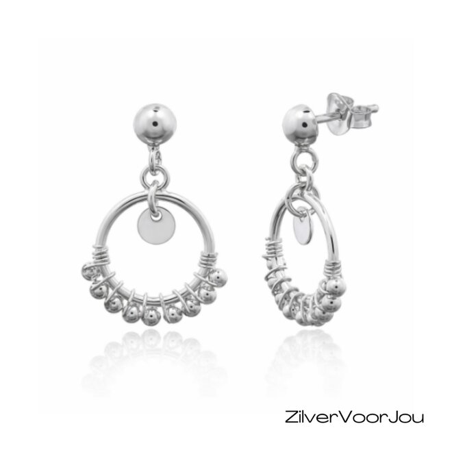 Zilveren ibiza style oorhangers