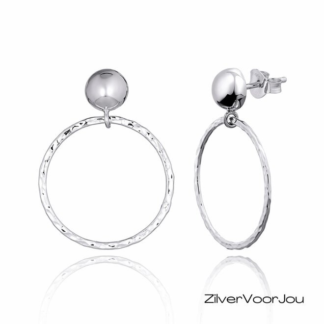 Zilveren oorringen button steker