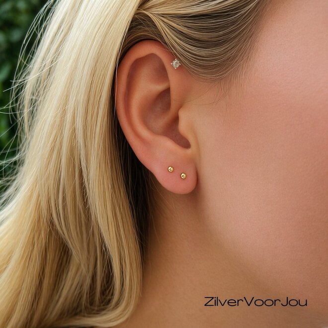 Gold plated 925 zilveren  oorknopjes 2.5 mm