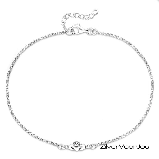 Zilveren claddagh enkelketting