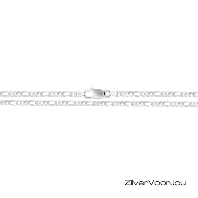 Zilveren figaro schakel enkelketting 23 cm  3 mm breed