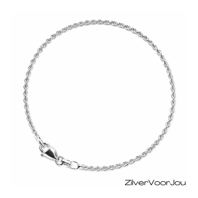 Zilveren rope enkelketting  22 cm 1.6 mm