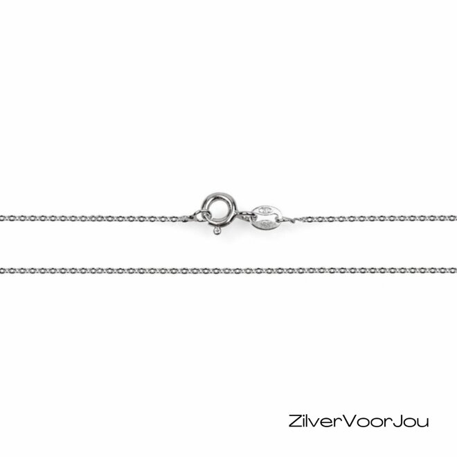 Zilveren ovale kabelketting 45 cm 0.8 mm breed