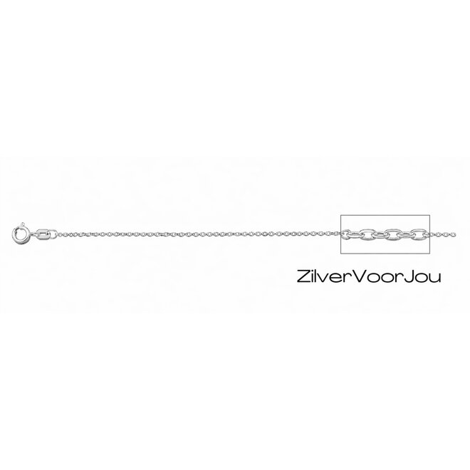 Zilveren ovale kabelketting 45 cm 0.8 mm breed