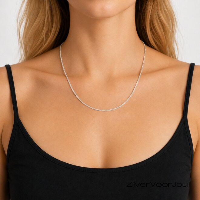 Zilveren rope ketting 50 cm 1.4 mm
