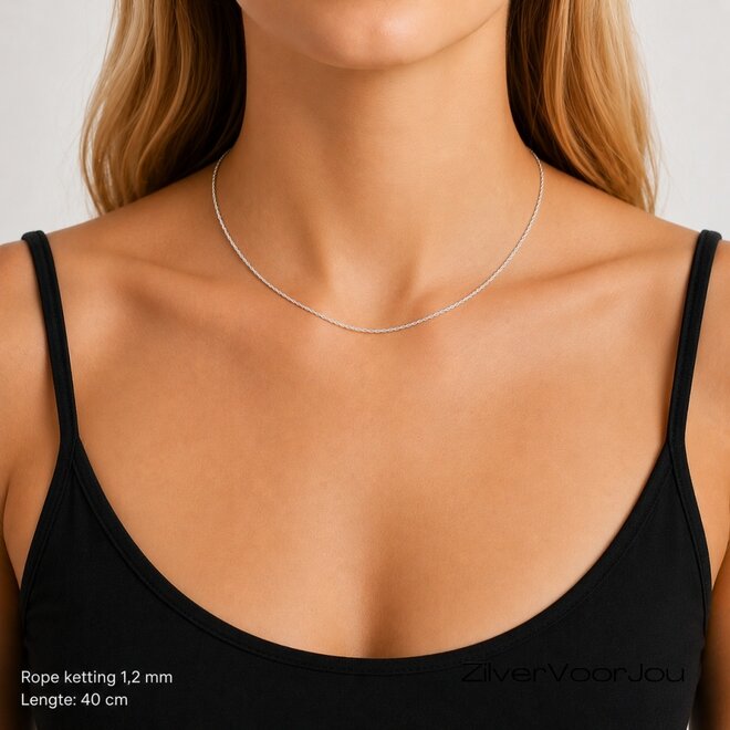 Zilveren rope ketting 40 cm 1.4 mm