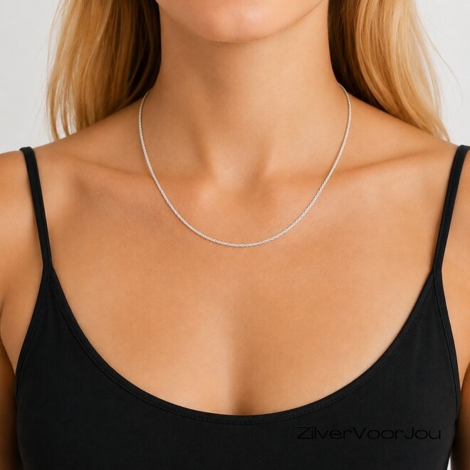 Zilveren rope ketting 45 cm 1.4 mm