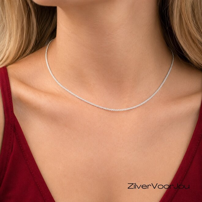 Zilveren spiga ketting 40 cm 1,5 mm