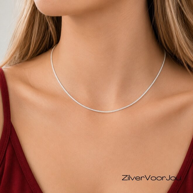 Zilveren spiga ketting 40 cm 1,5 mm