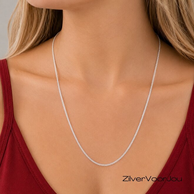 Zilveren spiga ketting 50 cm 1,5 mm