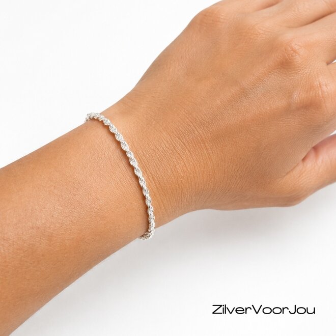 Zilveren rope armbandje 3 mm