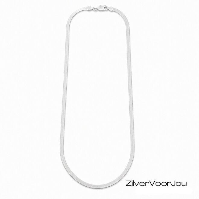 Zilveren platte schakel ketting 3.3 mm