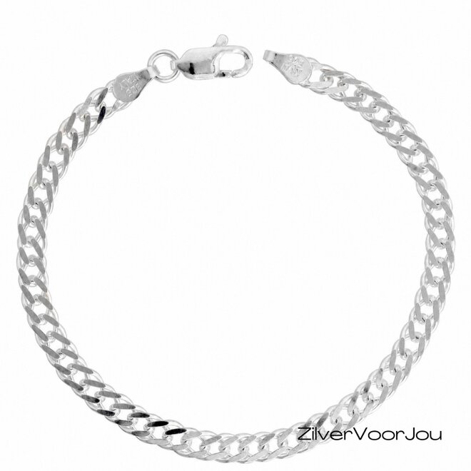Zilveren dubbele gourmet schakel armband 4 mm