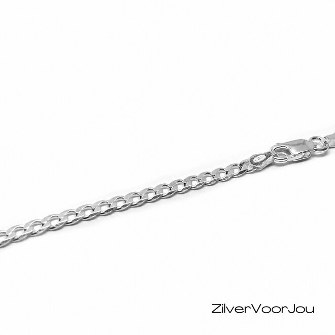 Zilveren platte gourmet ketting 45 cm 3 mm