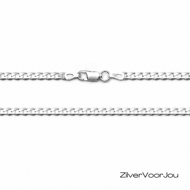 Zilveren platte gourmet ketting 45 cm 3 mm