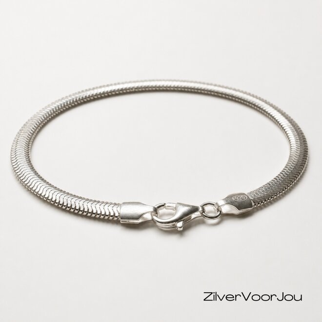 Zilveren vissengraat schakelarmband 925 Italy