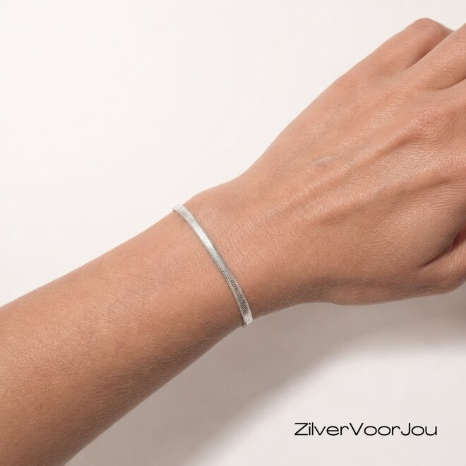 Zilveren vissengraat schakelarmband 925 Italy