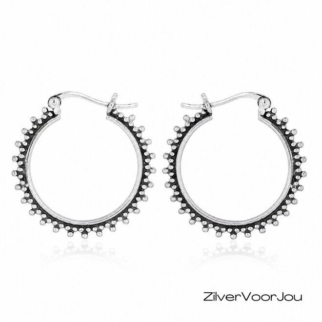 Zilveren dots  oorringen