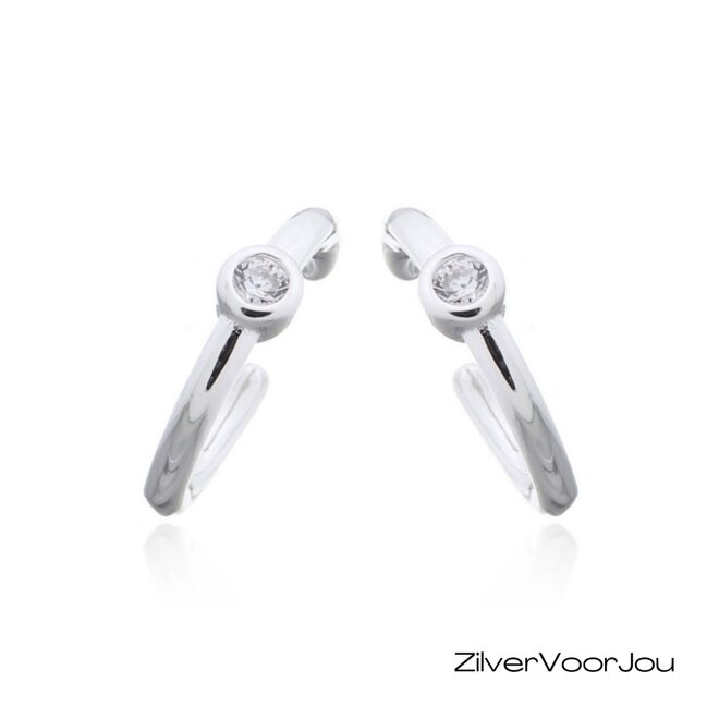 Moderne 925 zilveren ear cuffs met heldere zirkonia